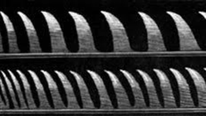 Illustration of the bunsen flame of the manometric flame apparatus, seen in the rotating mirror