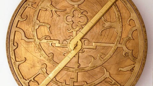 Detail from a 14th-century English astrolabe, including a bird