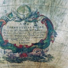 Detail of globe showing inscription "A New TERRESTRIAL GLOBE, Made by Rt Morden, Wan Berry, Ph Lea. And Sold at their Shops at the Atlas in Cornhill, at ye Globe at Chering Cross, and at ye Atlas of Hercules in Cheapside, London.
