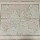 A chart of the Indian Ocean showing the temperature of the water, the currents of the air and ocean, directions of the wind, as well as districts of hurricanes, regions of typhoons, and trade routes.