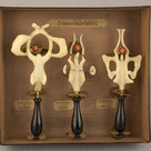 Models of frog, salmon and axolotl 'primordial skulls' during embryonic development.