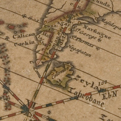 Closeup of Sri Lanka on the English globe