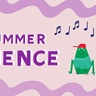 Summer Science graphic featuring two green frogs, listening to music.
