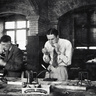 Glassblowing during the practical class at the Cavendish Laboratory.