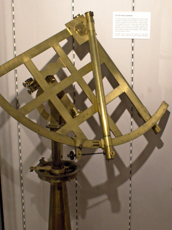 A John Bird 18-inch quadrant, very similar to the one taken on Cook’s 1768-71 voyage.
