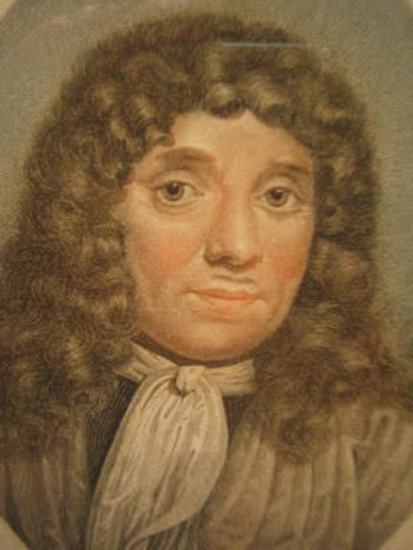 Print of a portrait of van Leeuwenhoek