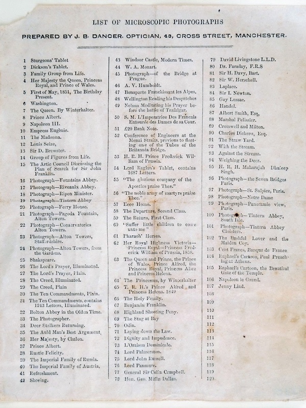 List of microphotographs offered by John Benjamin Dancer