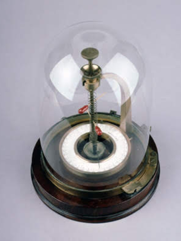 Bimetallic thermometer inside a bell jar