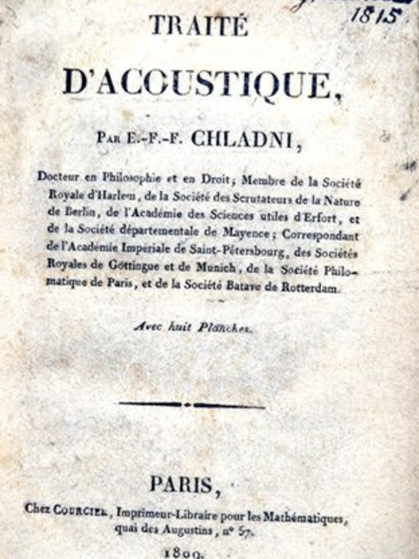 Title page from the French edition of Chladni's Die Akustic