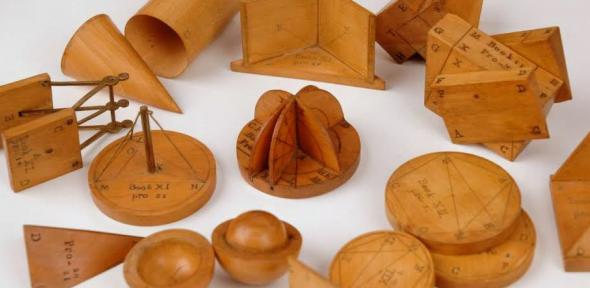 Selection of wooden geometric models.