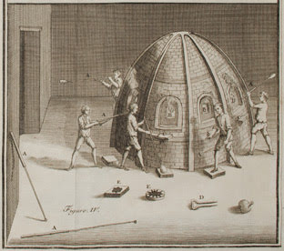 Illustration of glass-makers working with blow-pipes and furnace