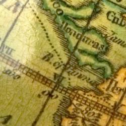 Detail of Darton's pocket globe, showing part of Anson's route past Central America