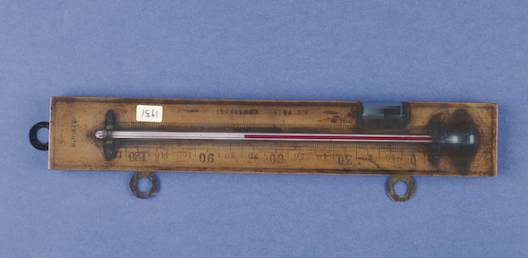 Spirit-in-glass minimum thermometer, by W. E. Pain, English, late C19th