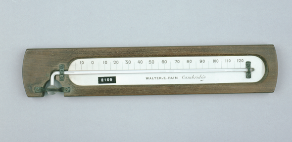 Spirit-in-glass maximum thermometer, Walter E. Pain, English, late C19th