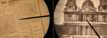 Two of Dancer's microphotographs: The Ten Commandments and St Paul's Cathedral