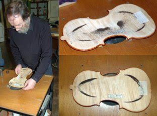 Demonstration of the use of Chladni patterns to examine violin body resonances